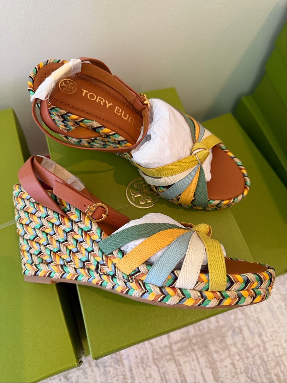 TORY BURCH MULTICOLORED WEDGE ESPADRILLE - Picture 1 of 12